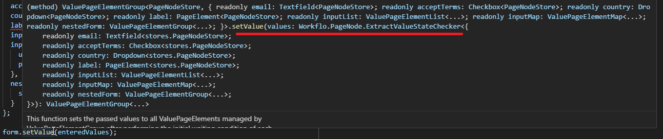 How to extract the type of the `values` parameter of `setValue()`