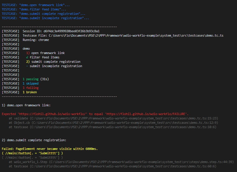 Spec validation results